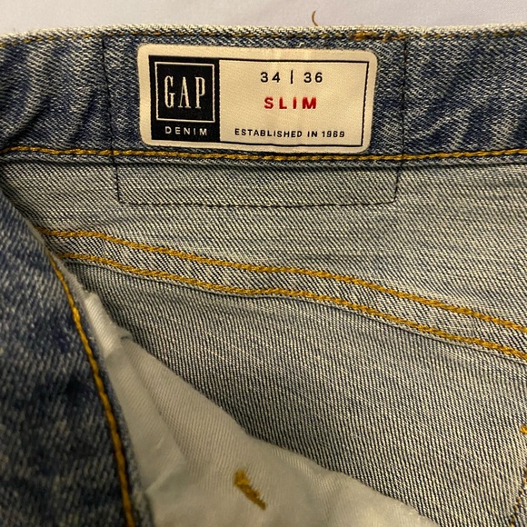 GAP Men’s Slim Jeans 34/36 Light Wash - Picture 6 of 10